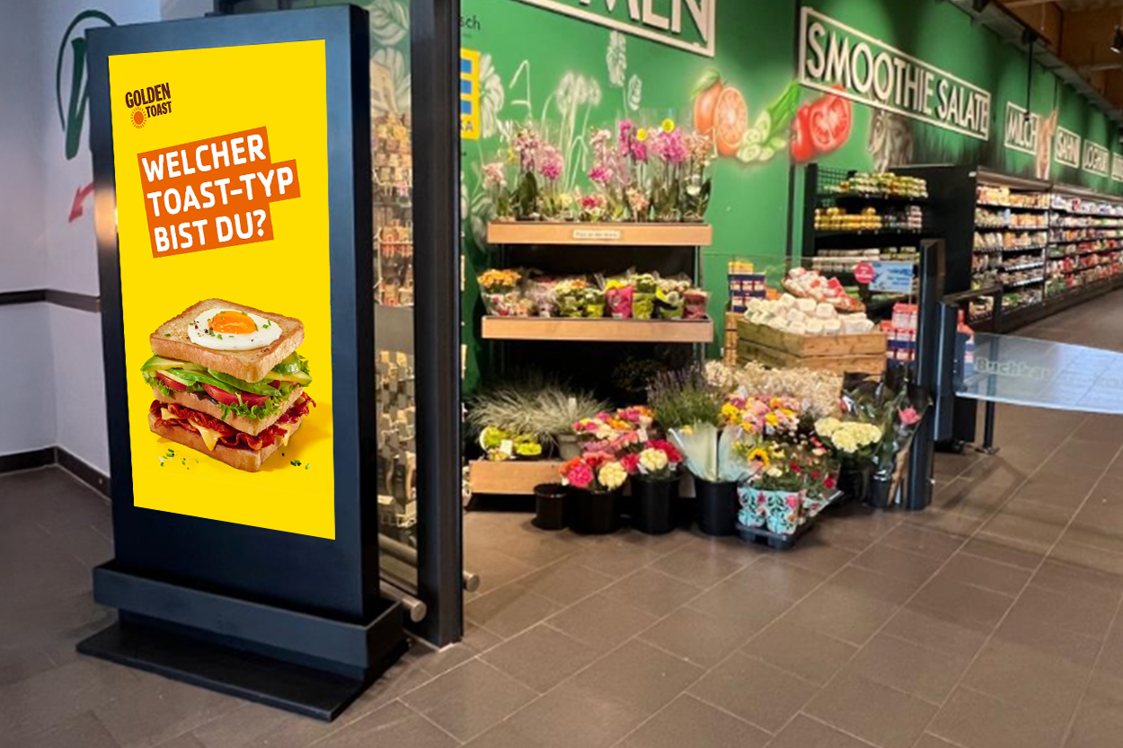 Schwarzes DCLP im EDEKA Buchbauer im Eingangsbereich